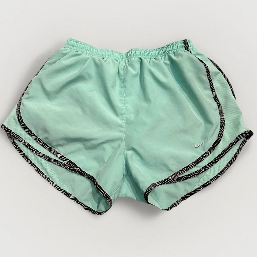 Nike Women's Running Shorts Mint Green Black Zebra Animal Print Lined Workout